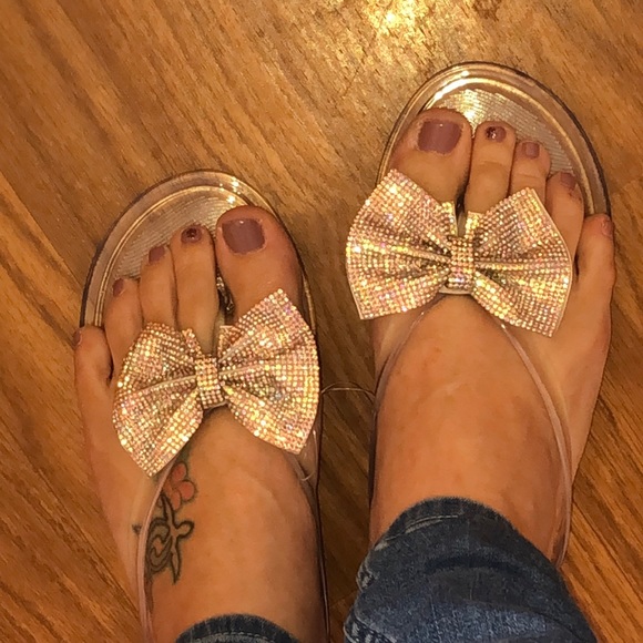 Shoes - Rhinestone Bow Jelly Flats 💕